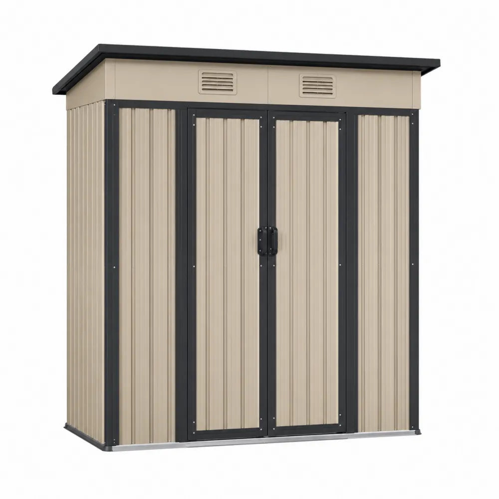 Capanno da Giardino in Acciaio Beige/Nero 213x127x185 cm
