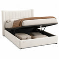 Letto contenitore in tessuto poliestere beige 160x200 cm