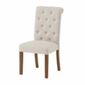 Sedia in legno con rivestimento in tessuto beige