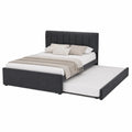 Letto matrimoniale con letto estraibile in tessuto grigio scuro
