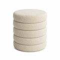 Pouf poggiapiedi in lana bouclé beige 40 cm