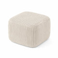 Pouf quadrato in velluto a coste beige 45x45x35 cm