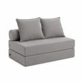 Divano Letto in Tessuto Grigio con Cuscini