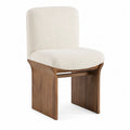 Sedia in legno e tessuto bouclé bianco