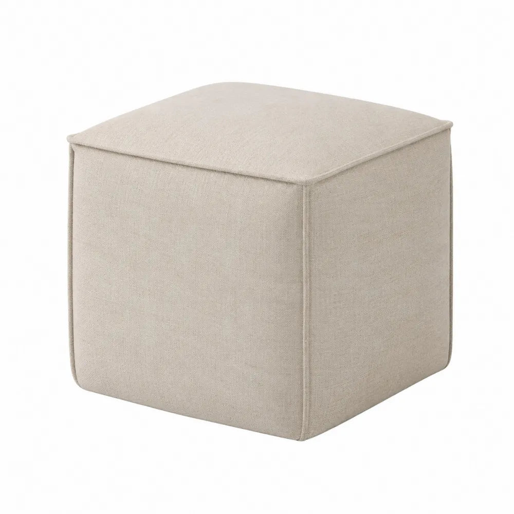 Pouf cubico in tessuto poliestere beige 40x40x40 cm