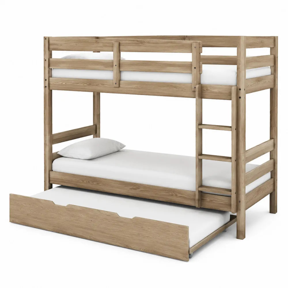 Letto a castello in legno con letto estraibile