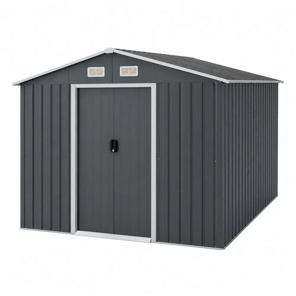Capanno in acciaio zincato grigio 242x277x192 cm con ventilazione