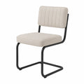 Sedia in tessuto beige con struttura in metallo nero